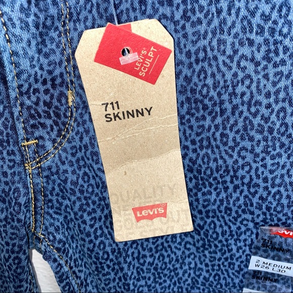 LEVIS 711 Sculpt Mini Leopard Cheetah Print Skinny Jeans 26 - Picture 3 of 6